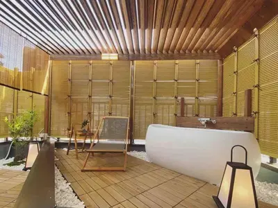 a bathroom with a large tub and a chair at SHINJUKU Luxury MIYABI Huge 150m2 Penthouse 3 Levels Max 12PPL in Tokyo