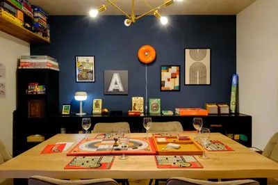 a dining room with a table with chairs at Board Game House Tokyo - Authentic Old Tokyo - 3 BR House - 15mins to Asakusa, Skytree in Tokyo