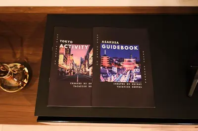 a book sitting on top of a table at Seirai Asakusa Vacation Rental - Vacation STAY 81010v in Tokyo