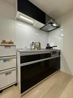 a kitchen with a sink and a stove at nestay inn tokyo ueno in Tokyo