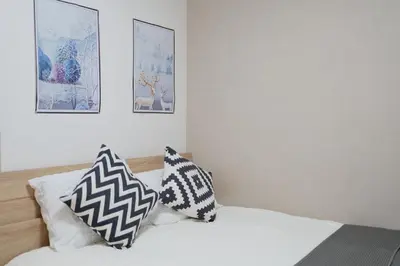 a bedroom with a bed with two pillows on it at \u4e00\u4e2a\u4eba\u65c5\u884c \u897f\u65b0\u5bbf\u7ad9\u6b65\u884c8\u5206 \u65b0\u5bbf\u7ad9\u5f92\u6b6516\u5206 JR\u5c71\u624b\u7ebf\u65b0\u5927\u4e45\u4fdd\u7ad9\u6b65\u884c15\u5206 \u514d\u8d39WiFi in Tokyo