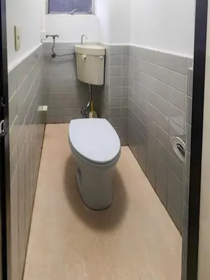 a bathroom with a white toilet in a stall at \u683c\u5b89\u6c11\u5bbf \u65e5\u66ae\u91cc\u99c5\u304b\u3089\u5f92\u6b694\u5206 \u9280\u5ea7 \u4e0a\u91ce\u76f4\u901a in Tokyo