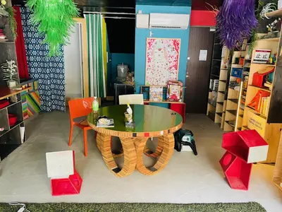 a room with a table and chairs in a room at Lab8 Tokyo - Creative Coliving & Group Stay 6 Minutes to Shibuya Stay Play & Connect in Tokyo