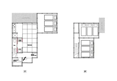 a floor plan of the proposed extension to a house at \u65b0\u5bbf6 Home in Tokyo