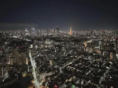 an aerial view of a city at night at Brown vesel ebisu in Tokyo