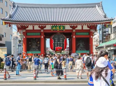 a crowd of people standing in front of a temple at 801 5mins from JR Kinshicho! Near Asakusa&Skytree! in Tokyo