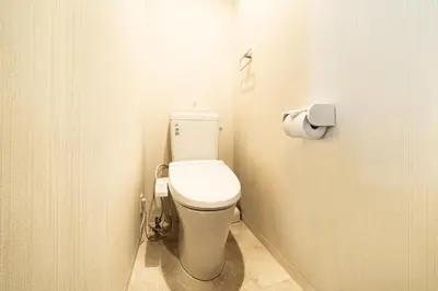 a bathroom with a white toilet in a stall at 29, Omori-kita, Private house rental, \u5927\u68ee\u5317 in Tokyo