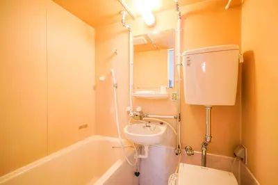 a bathroom with a sink and a toilet and a tub at Shinjuku Kabukicho Harmony Inn in Tokyo
