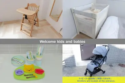 a childs bedroom with a crib and a baby stroller at HOTEL Beruhigen Tokyo - Vacation STAY 93718v in Tokyo