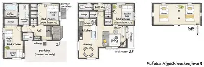 a floor plan of a building with different drawings at \u3077\u3075\u304b\u6771\u5411\u5cf63 in Tokyo