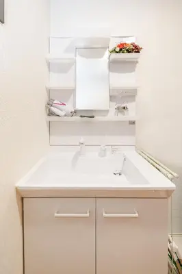a kitchen with a white counter and a sink at 50, Nakano 1, Entire house for rent, \u4e2d\u91ce1\u4e01\u76ee in Tokyo