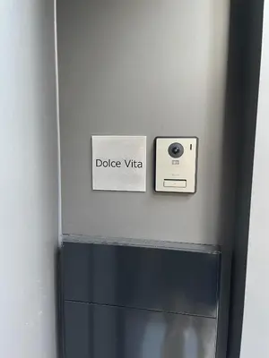 a close up of a door with a doodlevia sign at Spacious Home in Ebisu Heart of Tokyo in Tokyo