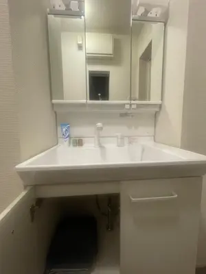 a bathroom with a white sink and a mirror at The Ritz\u672c\u753a in Tokyo