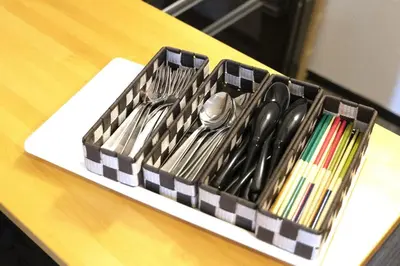 a tray of utensils sitting on top of a table at SLEEPLAB Asakusa - Vacation STAY 13540v in Tokyo