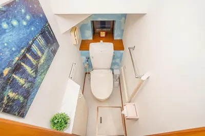 an overhead view of a bathroom with a toilet at ZSF-Minaminagazaki House-TS0317 in Tokyo