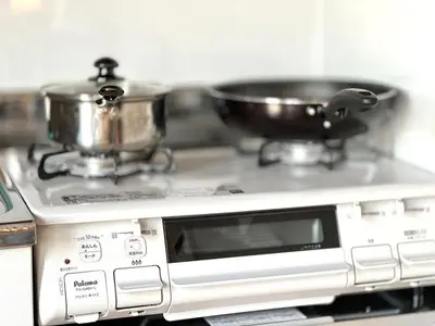 a stove with two pots on top of it at JUN \u6b4c\u821e\u4f0e\u753a10Floor-SJ0098 in Tokyo