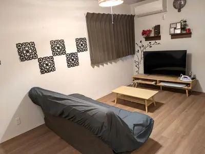 a living room with a couch and a television at 9, Minamisuna 2, Entire house for rent, \u5357\u78022 in Tokyo
