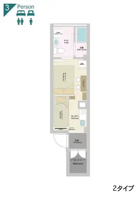 a floor plan of a condo at nestay inn tokyo waseda in Tokyo