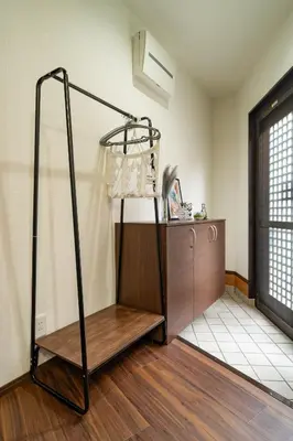 a room with a wooden shelf in a room at 88, Kanegafuchi 3A, Entire house for rent, \u9418\u30f6\u6df53A in Tokyo