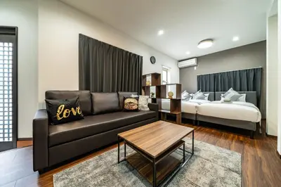 a living room with a couch and a bed at 88, Kanegafuchi 3A, Entire house for rent, \u9418\u30f6\u6df53A in Tokyo