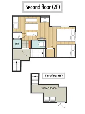 a floor plan of the second floor of a house at 84-4, Shiomi 202, Entire room for rent, \u6f6e\u898bB202 in Tokyo