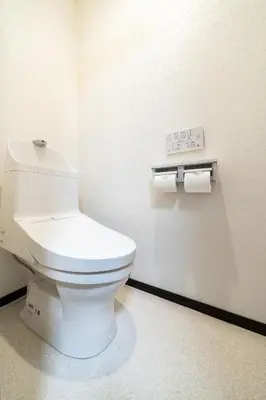 a white toilet in a bathroom with two rolls of toilet paper at 84-4, Shiomi 202, Entire room for rent, \u6f6e\u898bB202 in Tokyo