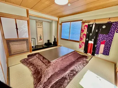 a small room with a table in the middle of it at Private Japanese garden,130m2, Ikebukuro Shinjuku Shibuya 5-15min , 200 restaurants nearby, 7-11 in front in Tokyo