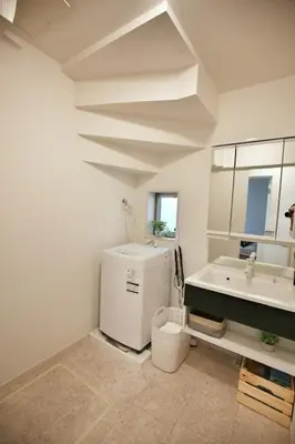 a white bathroom with a sink and a tub at XD54321 The 100-square-meter super-large villa near Tokyo Skytree can accommodate 8 people! in Tokyo