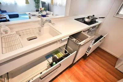 a kitchen with a sink and a counter at XD54321 The 100-square-meter super-large villa near Tokyo Skytree can accommodate 8 people! in Tokyo