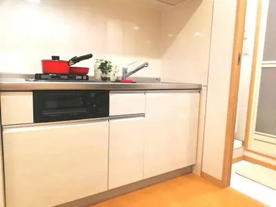 a kitchen with a sink and a microwave at 2\u6c60\u888b\u6700\u4e2d\u5fc3 \u4e24\u5ba4\u4e00\u5385 \u6c60\u888b\u7ad910\u5206 2 rooms Ikebukuro center 10 mins to ST Max 7P \u76f4\u8fbe\u65b0\u5bbf \u6d89\u8c37 \u8868\u53c2\u9053 \u6c60\u888b \u4e0a\u91ce \u4ee3\u4ee3\u6728 \u94f6\u5ea7 \u539f\u5bbf in Tokyo