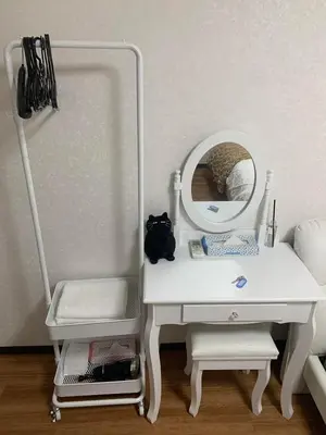 a white dressing table with a mirror on it at Lions B in Tokyo