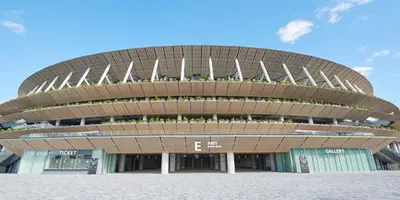 a large building with a large circular building at \u56fd\u7acb\u7af6\u6280\u5834\u305d\u3070\u65b0\u5bbf\u5fa1\u82d1\u76ee\u306e\u524d Luxe designer Residence near National Stadium built four years ago ,Max4ppl,3adaults in Tokyo