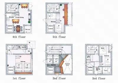 three different floor plans of a house at Premier suite New Shinjuku Kagurazaka front in Tokyo