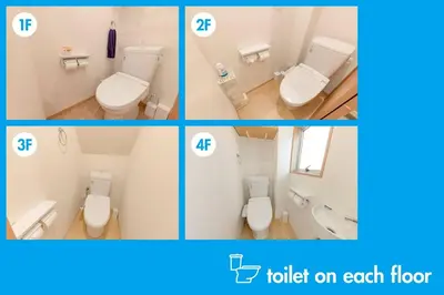 a bathroom with two toilets and a toilet on each floor at ASAHI-Entire building reserved in Tokyo