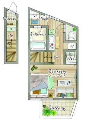 a floor plan of a house at Direct access to major Tokyo stations including Shibuya, Shinjuku, Ikebukuro, Akihabara, and Ueno 3-minute walk from nearest station Tokyo Dome Suitable for long-term stays 201 in Tokyo
