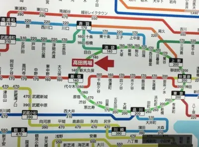 a map of the subway lines in japan at \u30b7\u30e3\u30f3\u30c6\u9ad8\u7530\u99ac\u583412 in Tokyo