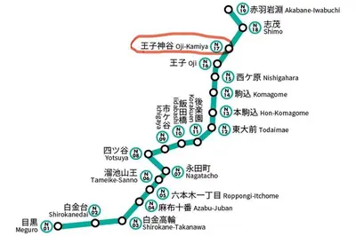 a map of the subway line in japan at Tommy's house 東京都内では貴重な無料駐車場付で大地震でも安心の新しい家 in Tokyo
