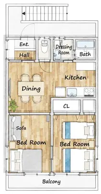 a drawing of a floor plan of a house at Shinjuku-ku - House - Vacation STAY 17230 in Tokyo