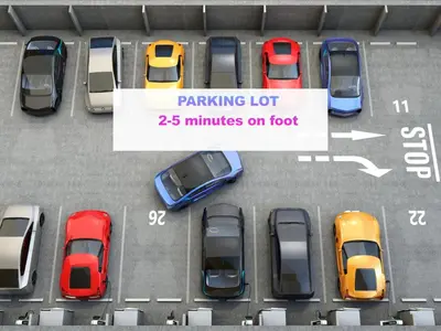 an overhead view of a parking lot with cars parked at Love Asakusa Downtown 2bedroom Asakusa Kuramae train 3mins in Tokyo