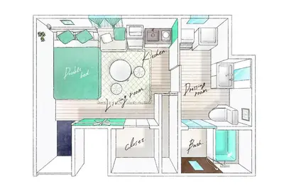 a drawing of a floor plan of a room at #40 -Siro House- \u5800\u5207 in Tokyo