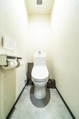 a bathroom with a white toilet in a room at 72, Nakanobu A, Entire house for rent, \u4e2d\u5ef6A in Tokyo