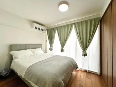 a bedroom with a bed and a large window at Kenki Asakusa House-TT0171 in Tokyo