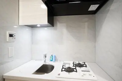 a kitchen with a sink and a stove at MAT Shinjuku West in Tokyo