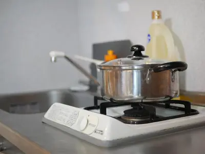 a pot sitting on top of a stove at Amika First301 AF31 in Tokyo