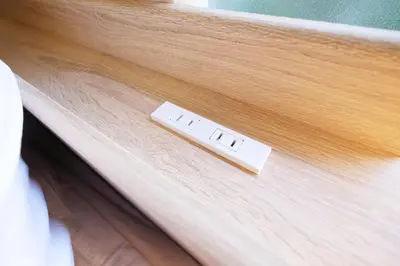 a wooden drawer with a thermometer on top of it at \u5922\u306e\u820e\u4ee3\u3005\u6728 Yumenoya Yoyogi in Tokyo