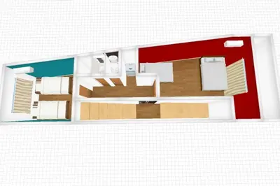 a model of a house with a floor plan at Rakuna Inn \u52d5 Sasazuka in Tokyo