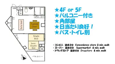 a floor plan and a diagram of aominium at Swan Lake Inn Shinjuku Room 501 - Vacation STAY 16588 in Tokyo