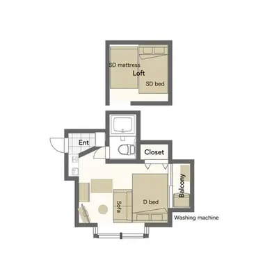 a floor plan of the acadian at \u5f25\u751f\u753a1\u4e01\u76ee202 in Tokyo