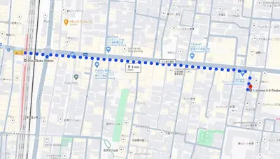a map of a city with blue dots at \u30b0\u30ec\u30a4\u30b7\u30e3\u30b9\u6771\u65b0\u5bbf \u6771\u65b0\u5bbf\u99c5\u5f92\u6b693\u5206 \u65b0\u5927\u4e45\u4fdd\u99c5\u5f92\u6b697\u5206 \u65b0\u5bbf\u99c5\u5f92\u6b6915\u5206 \u6b4c\u821e\u4f0e\u753a\u3059\u3050\u8fd1\u304f \u7f8e\u5473\u3057\u3044\u97d3\u56fd\u6599\u7406\u5c4b\u591a\u6570\u3042\u308a\u307e\u3059 in Tokyo
