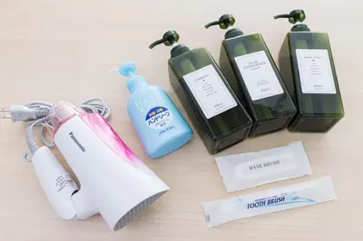 a group of bottles of soap and a bottle of water at 2 Minutes Walk to Ikebukuro Station, Central Tokyo and Very Convenient in Tokyo